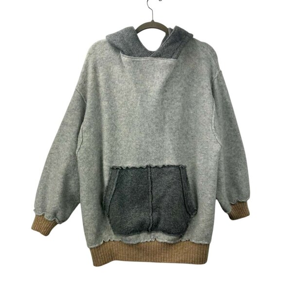 Free People Women's Medium Wool Blend Significant Other Hooded Sweater Gray/Tan - Picture 1 of 16
